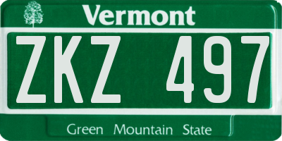 VT license plate ZKZ497
