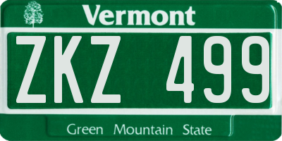 VT license plate ZKZ499
