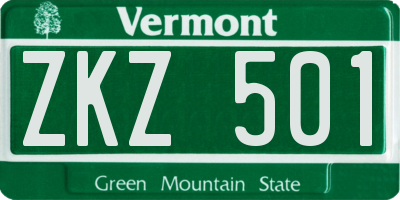 VT license plate ZKZ501
