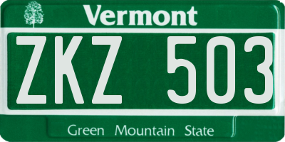 VT license plate ZKZ503