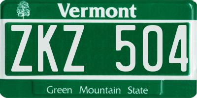 VT license plate ZKZ504