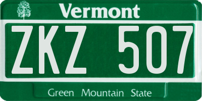 VT license plate ZKZ507
