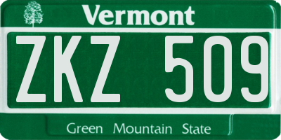 VT license plate ZKZ509
