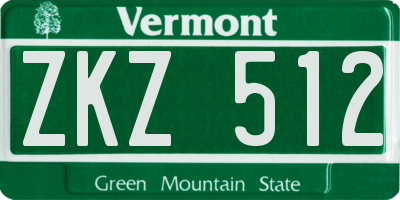 VT license plate ZKZ512
