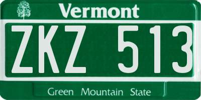 VT license plate ZKZ513