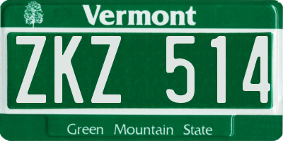 VT license plate ZKZ514