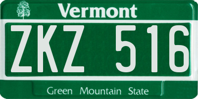 VT license plate ZKZ516