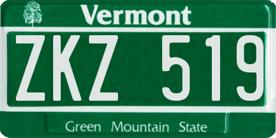 VT license plate ZKZ519