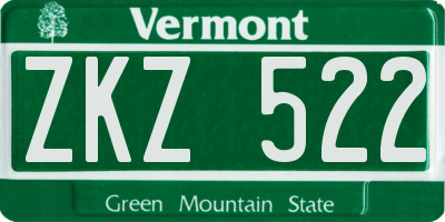 VT license plate ZKZ522