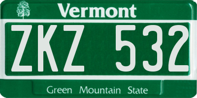 VT license plate ZKZ532