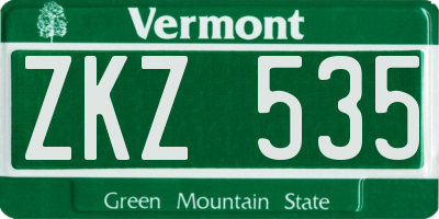 VT license plate ZKZ535
