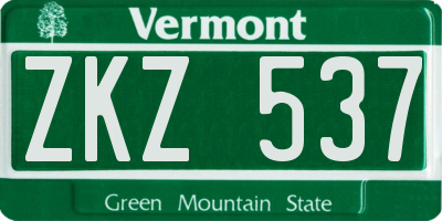 VT license plate ZKZ537