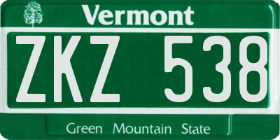 VT license plate ZKZ538