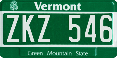 VT license plate ZKZ546