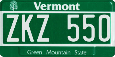 VT license plate ZKZ550
