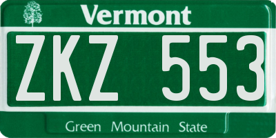 VT license plate ZKZ553