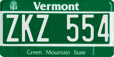 VT license plate ZKZ554