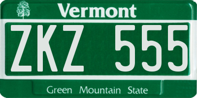 VT license plate ZKZ555