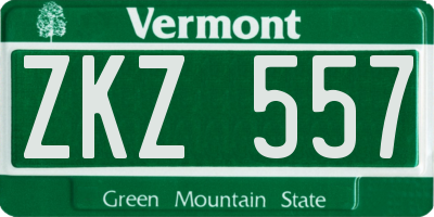 VT license plate ZKZ557