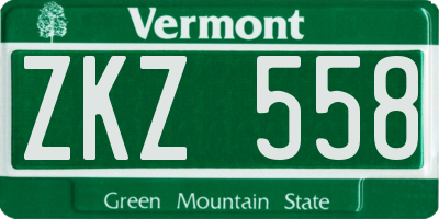 VT license plate ZKZ558