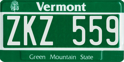 VT license plate ZKZ559