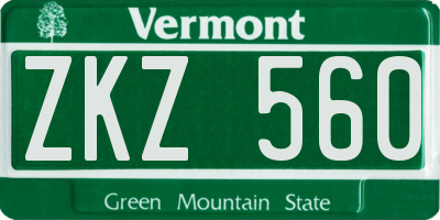 VT license plate ZKZ560