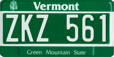 VT license plate ZKZ561