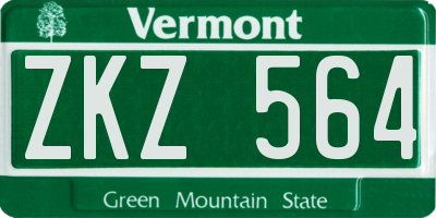 VT license plate ZKZ564