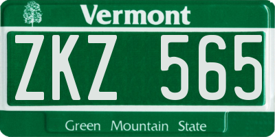 VT license plate ZKZ565