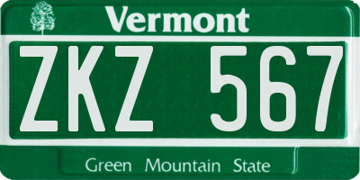 VT license plate ZKZ567