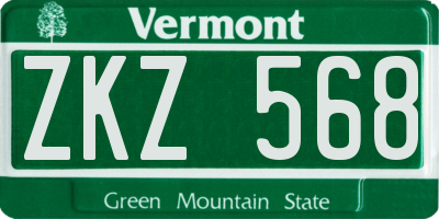 VT license plate ZKZ568