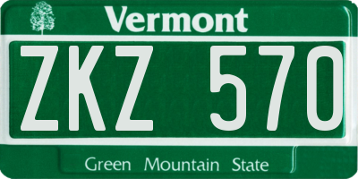 VT license plate ZKZ570
