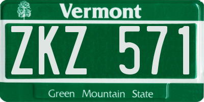 VT license plate ZKZ571
