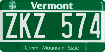 VT license plate ZKZ574