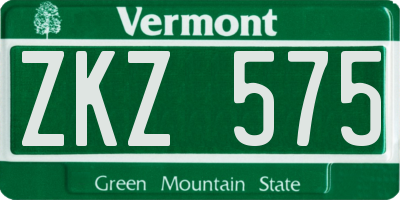VT license plate ZKZ575