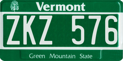 VT license plate ZKZ576
