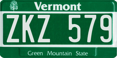 VT license plate ZKZ579