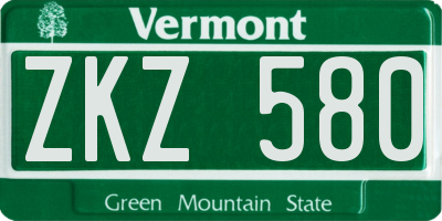 VT license plate ZKZ580