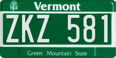 VT license plate ZKZ581