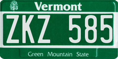 VT license plate ZKZ585