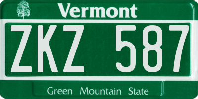 VT license plate ZKZ587