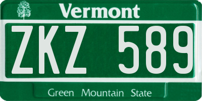 VT license plate ZKZ589