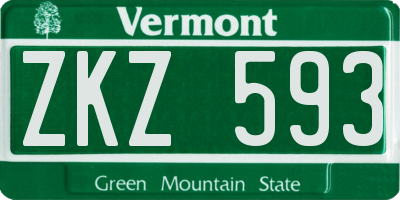 VT license plate ZKZ593