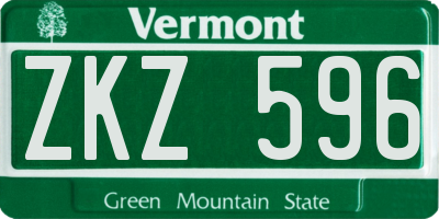 VT license plate ZKZ596