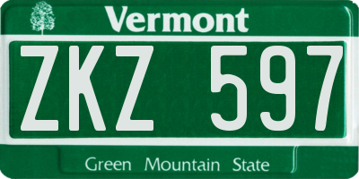 VT license plate ZKZ597