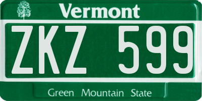 VT license plate ZKZ599