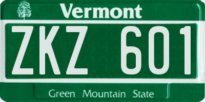 VT license plate ZKZ601