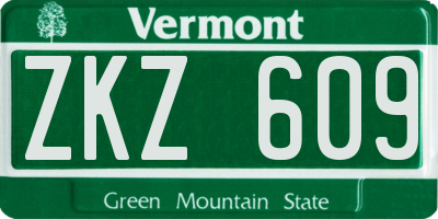 VT license plate ZKZ609