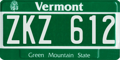 VT license plate ZKZ612