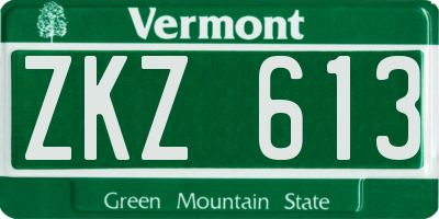 VT license plate ZKZ613